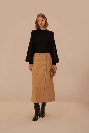 Style Innovation Brown Yoked Midi Skirt