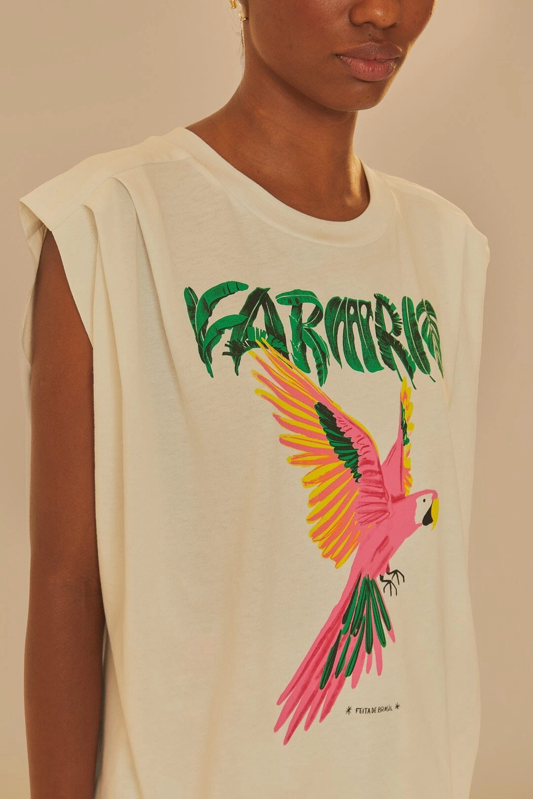 Off-White Farm Rio Pleat Organic Cotton T-Shirt Timeless Look Wear Eco Certified Fiber