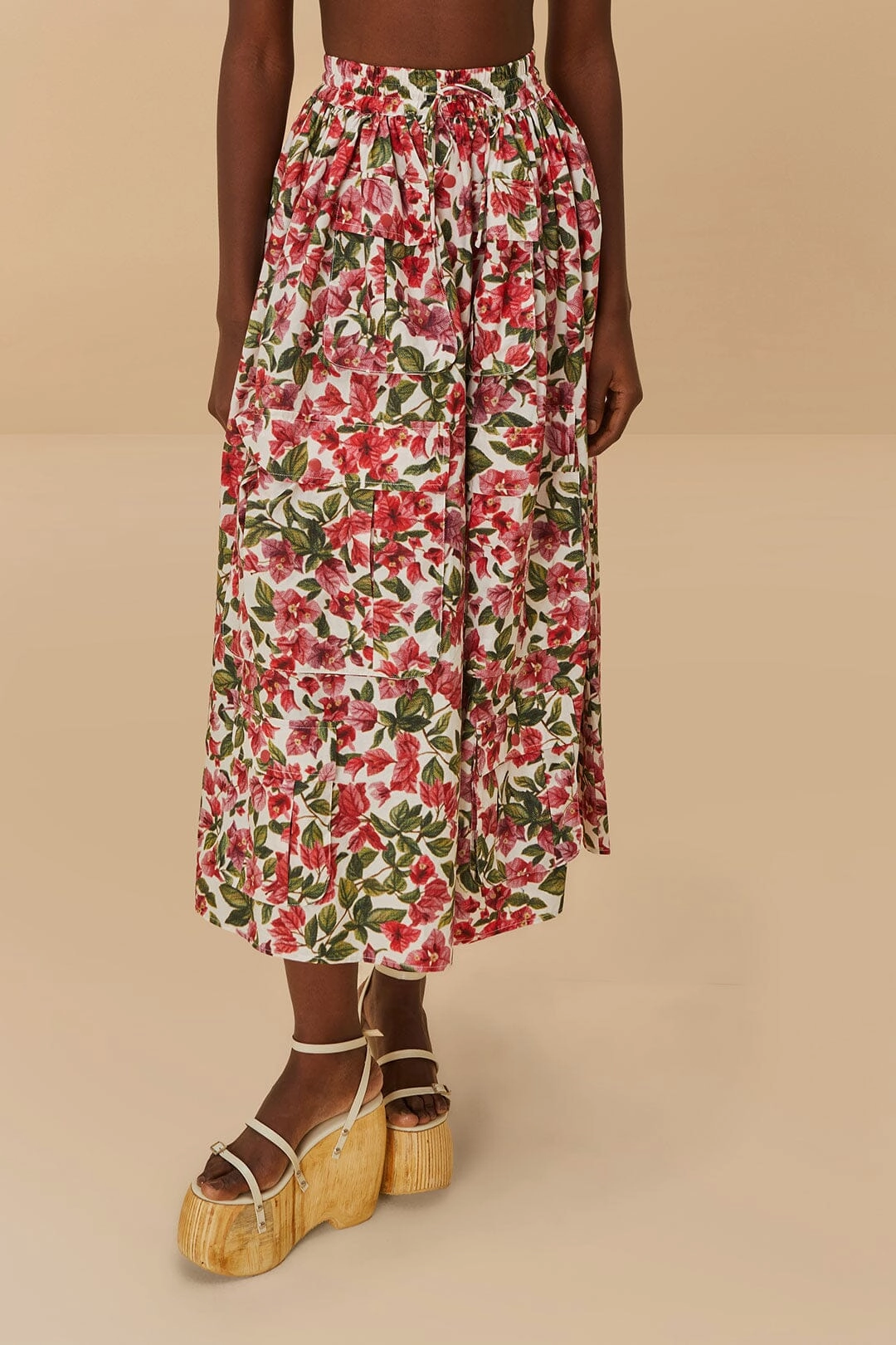 Pink Halftone Bougainvillea Organic Cotton Maxi Skirt Fall Favorite Fashion Style