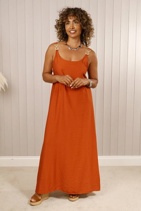 Buckle Dress Rust Chic Harmony Smart Outfit