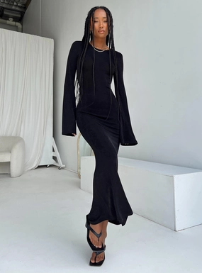 Style Upgrade Art Soul Amersham Long Sleeve Maxi Dress Black