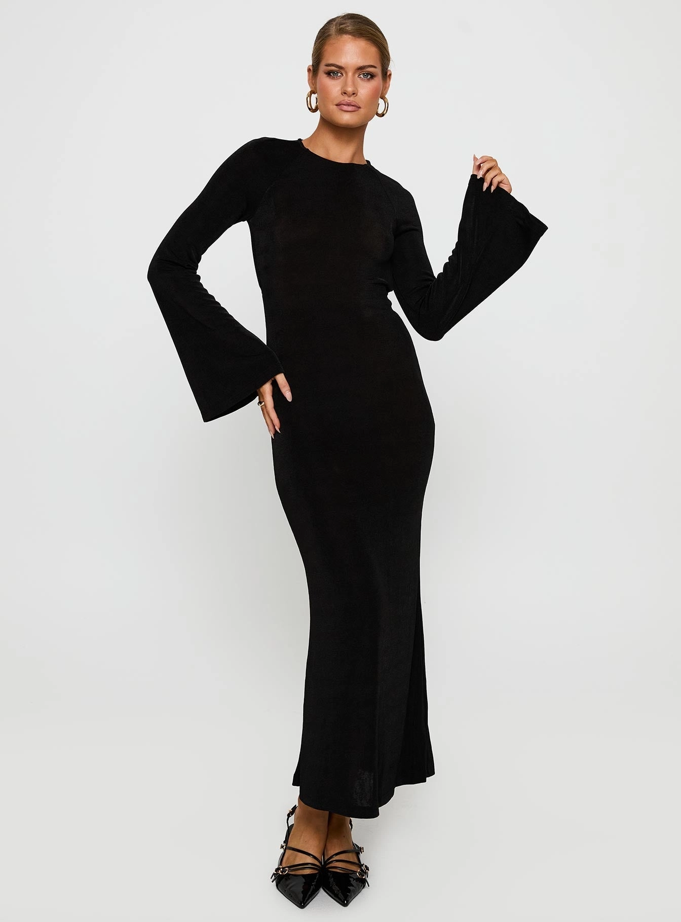 Sleek Vibe Amersham Long Sleeve Maxi Dress Black