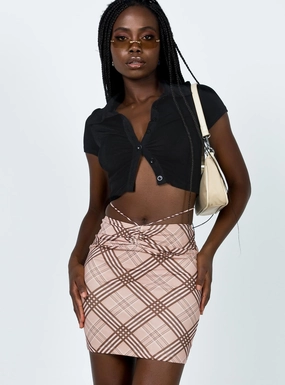Bamboo Fiber Dom Mini Skirt Brown