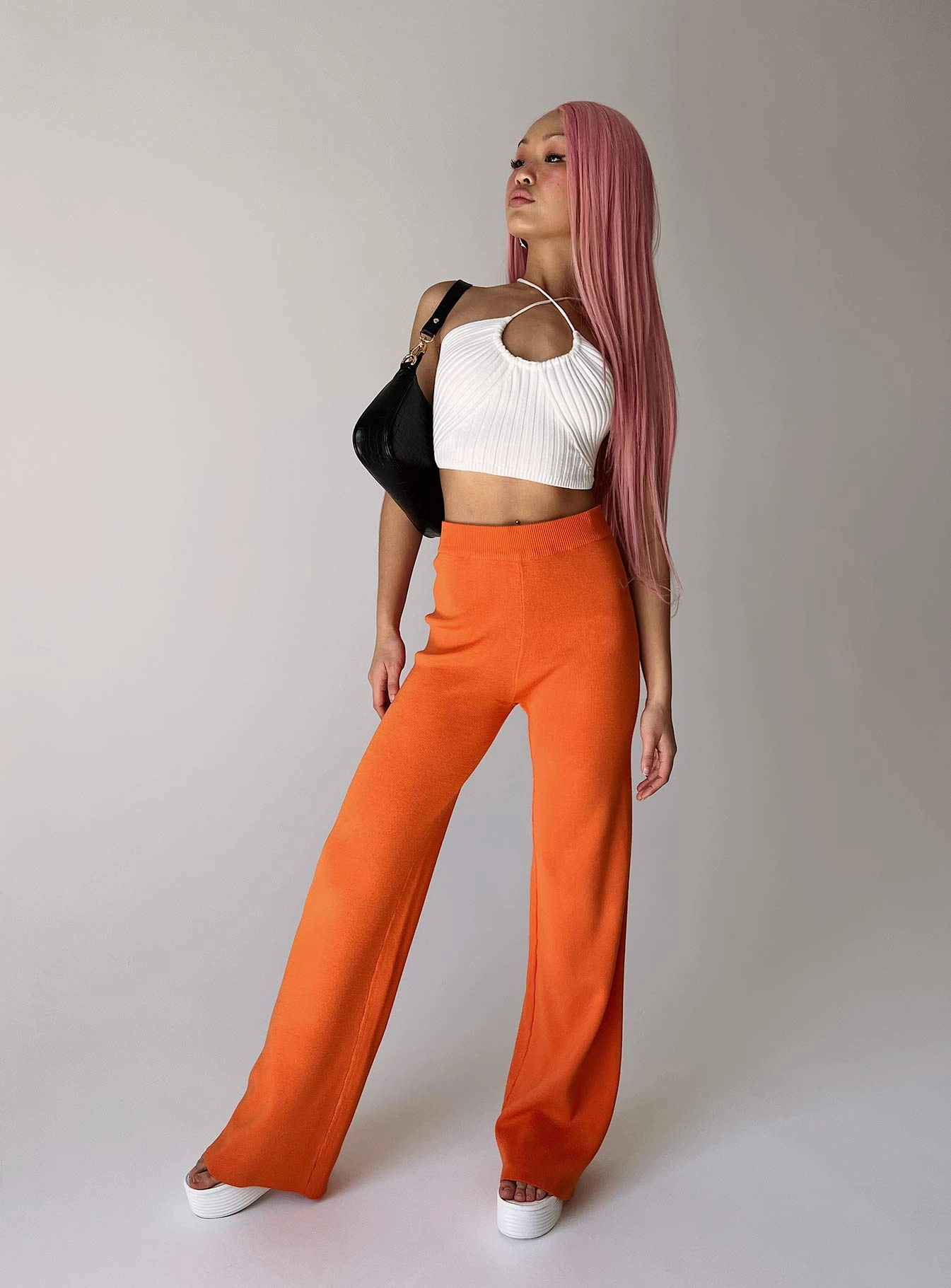 Byrone Knit Pants Orange Flattering Waist Rugged Fit