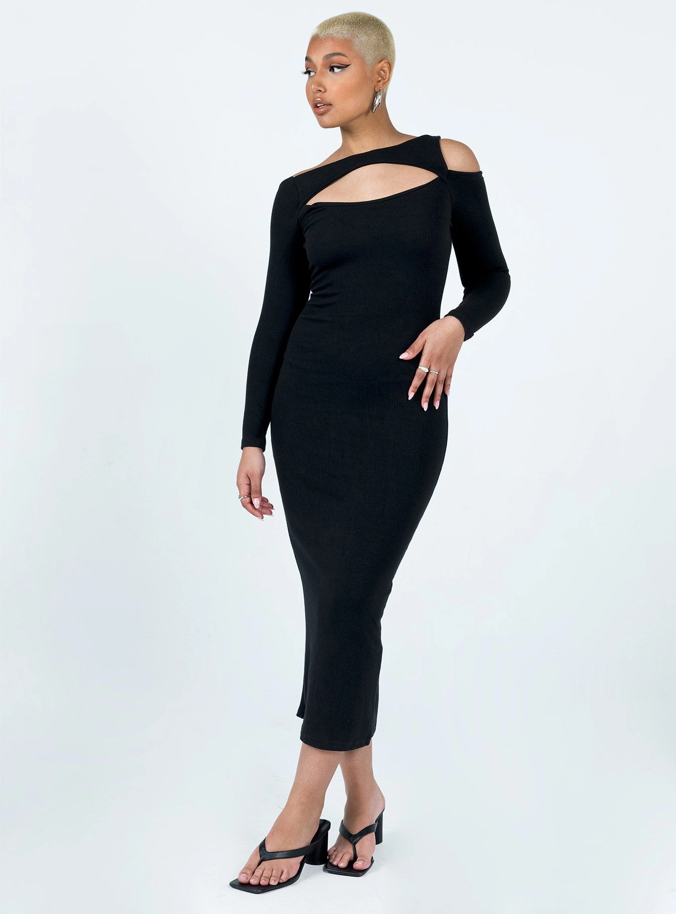 Cabrera Midi Dress Black Peplum-Style