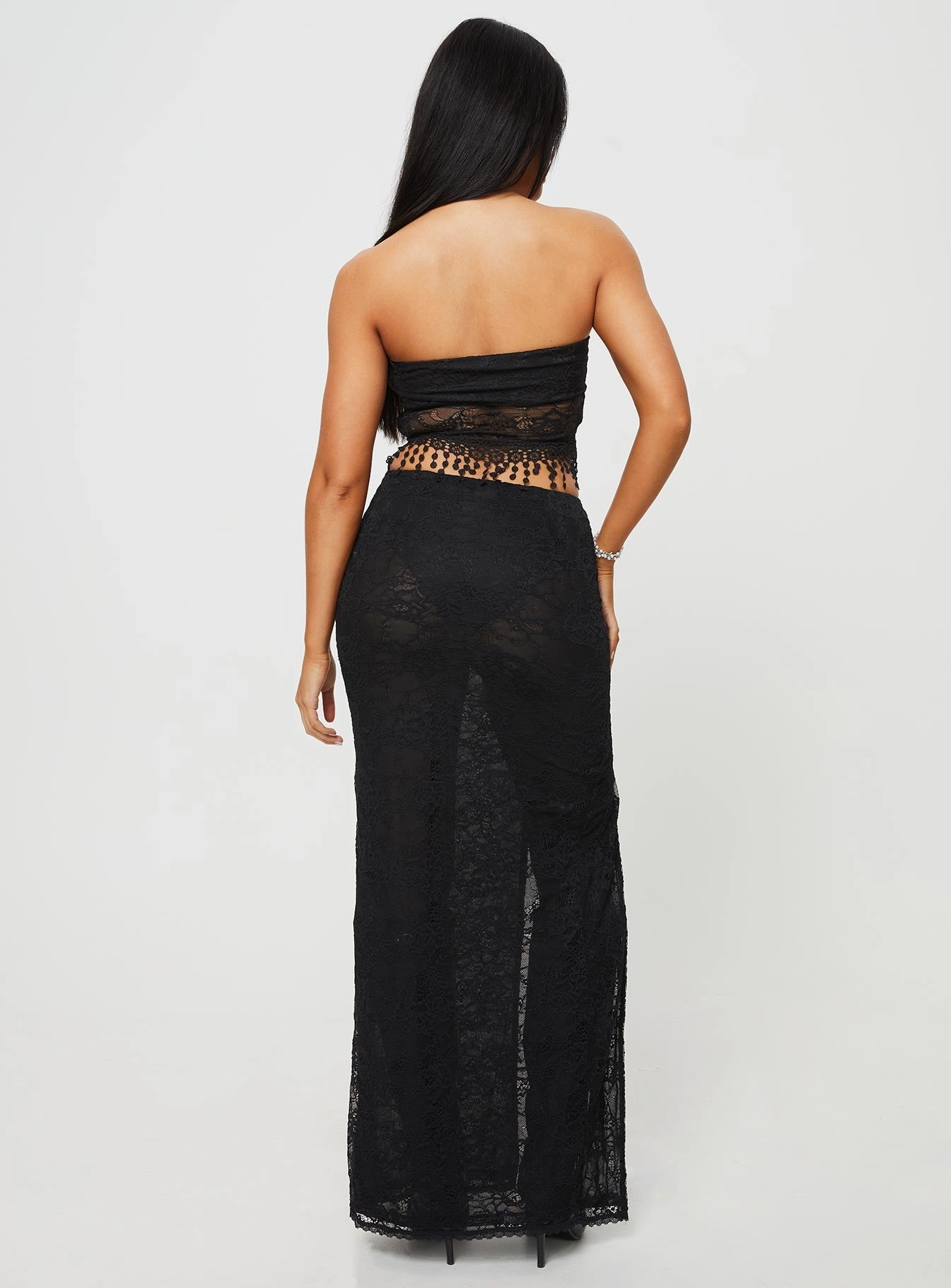 Calathea Lace Maxi Skirt Black Cozy Feel Smooth Motion