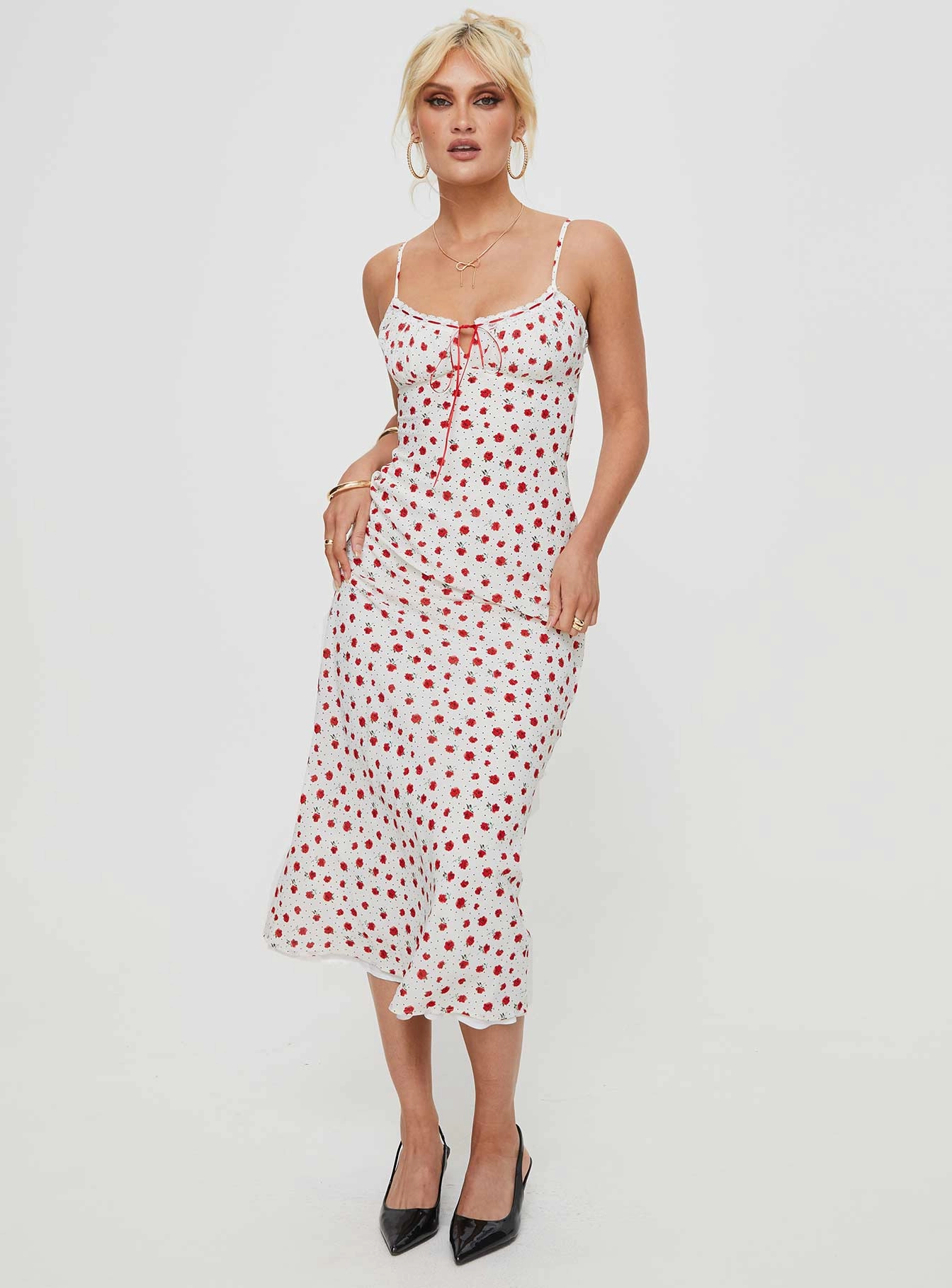 Caldwell Maxi Dress White / Red Comfortable texture