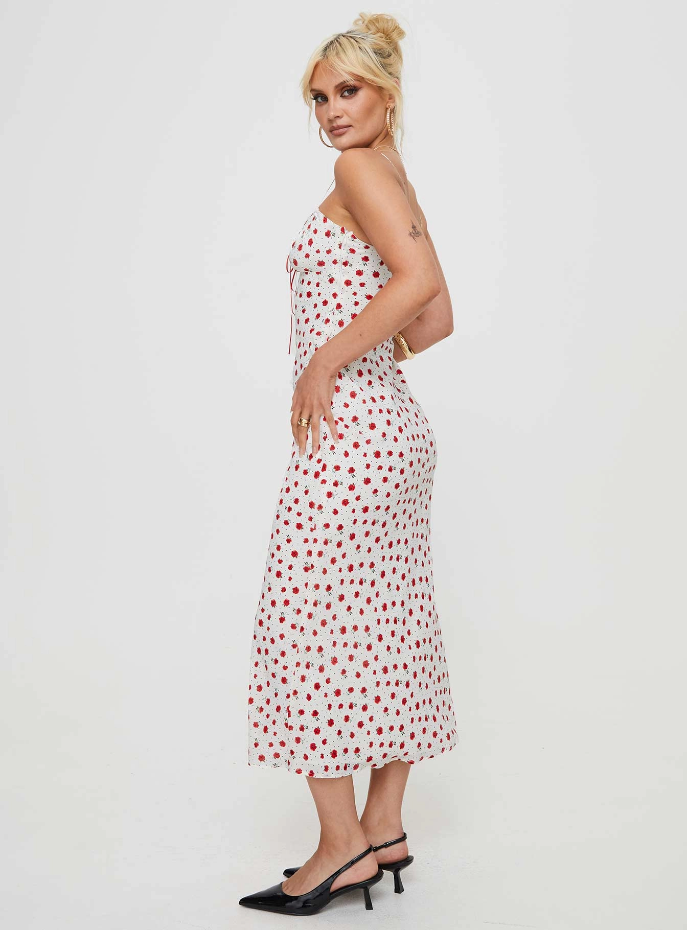 Caldwell Maxi Dress White / Red Fitted waist