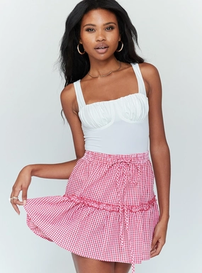 Hygienic Coating Callum Gingham Mini Skirt Red