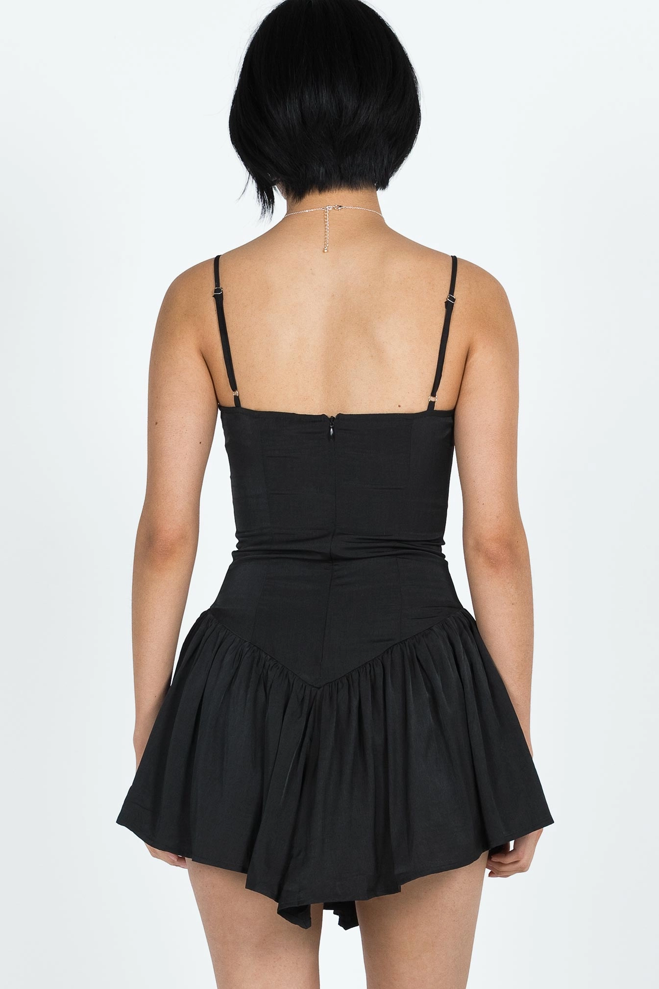 Bold-Color Camille Mini Dress Black