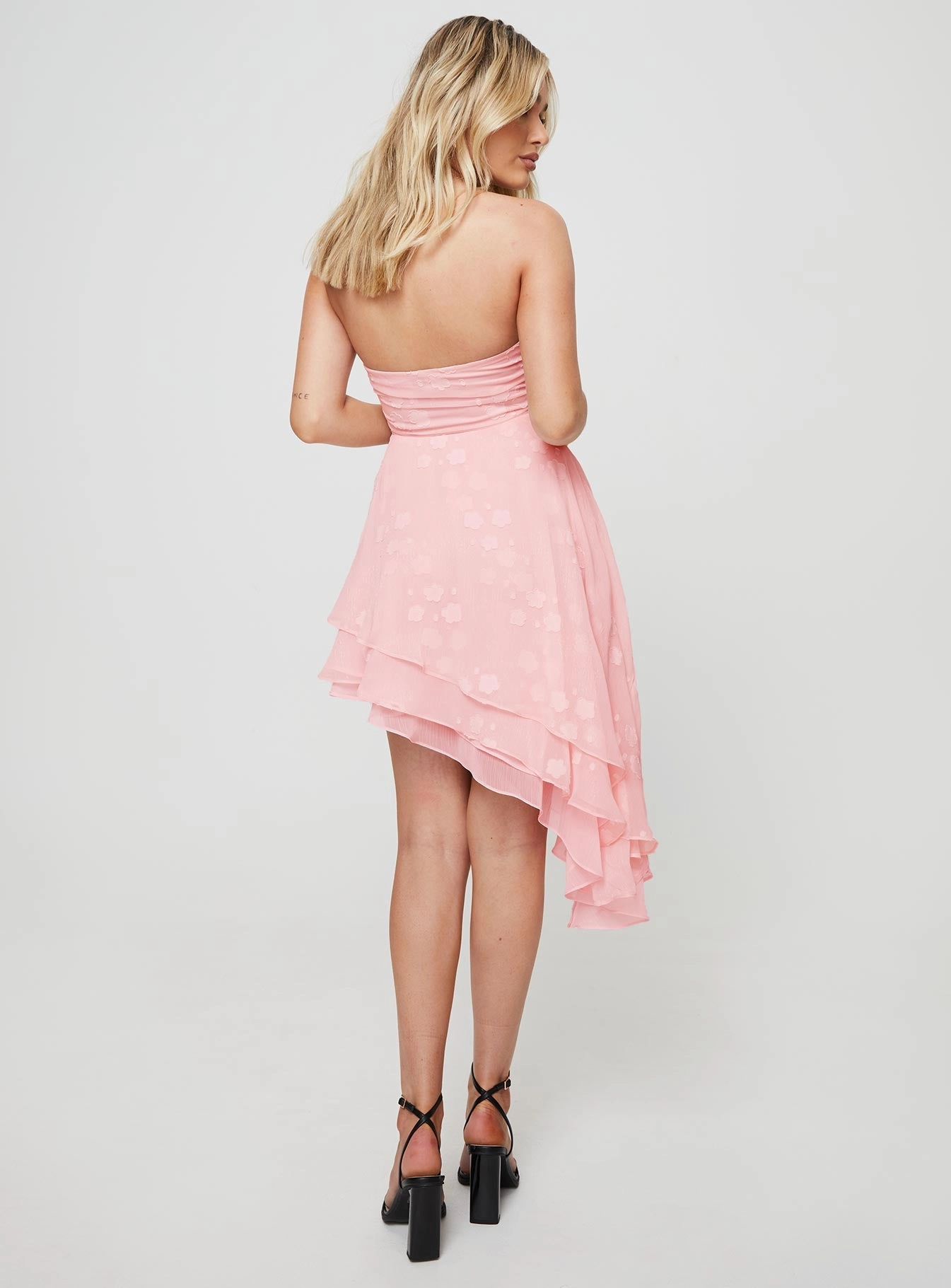 Candyn Asymmetric Mini Dress Pink Mixed Fabric