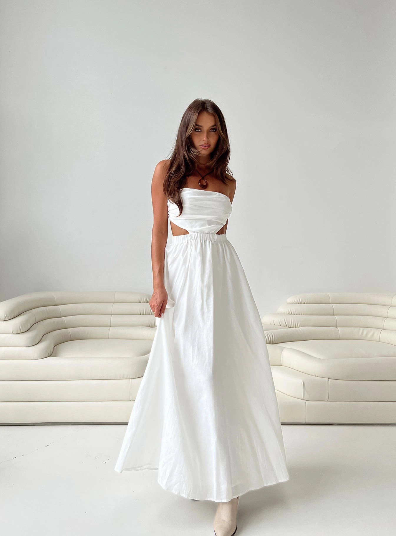 Jessia Maxi Dress White Texture Mood Bright Petal