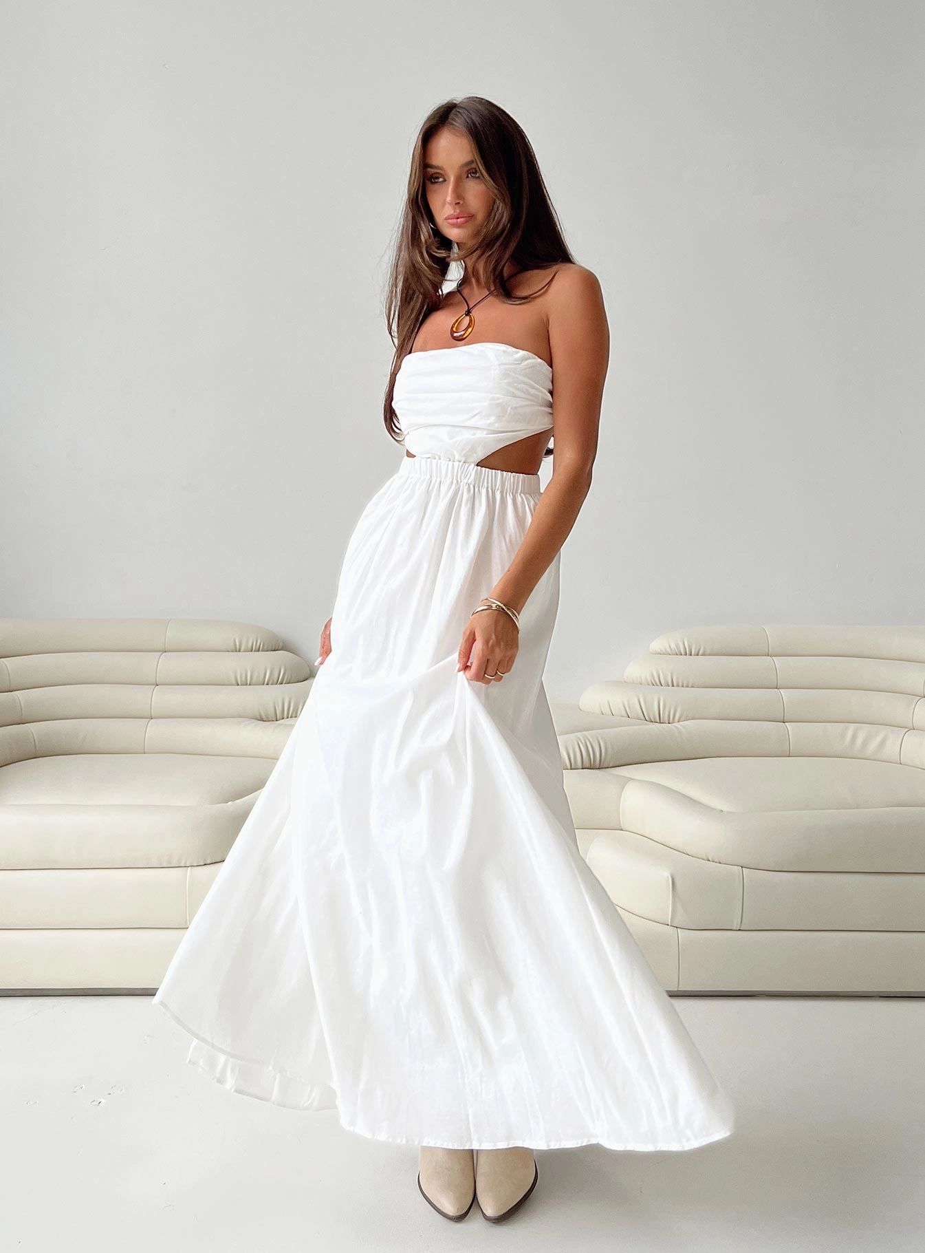 Bodycon Fit Comfy Wear Jessia Maxi Dress White