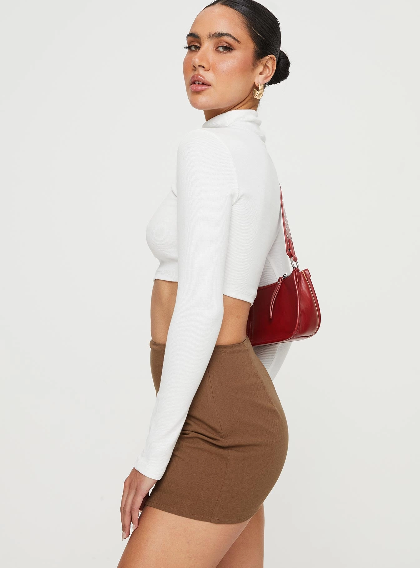 Caraliia Mini Skirt Brown Simple looks Minimalist Chic