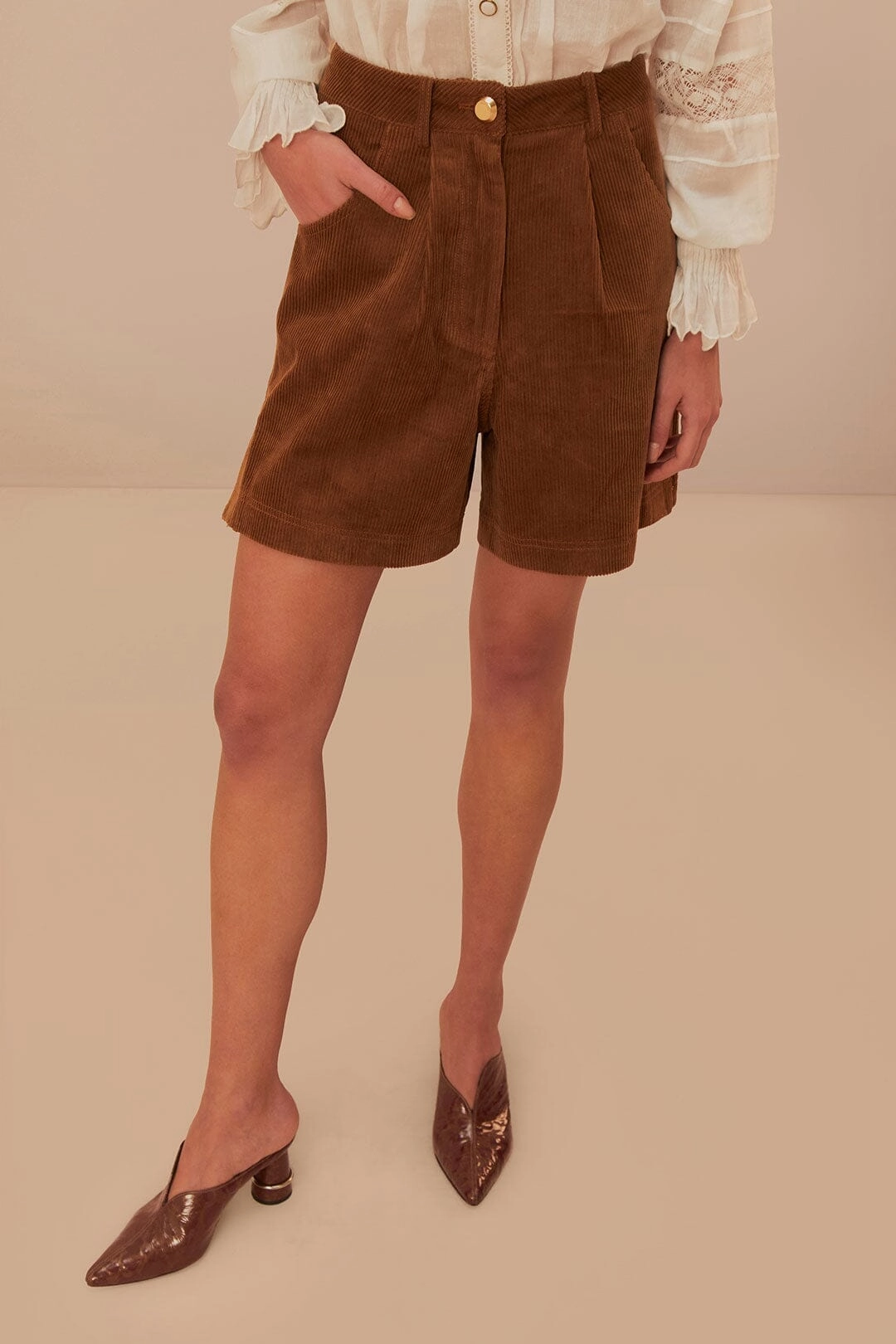 Caramel Corduroy Shorts StretchWaistband