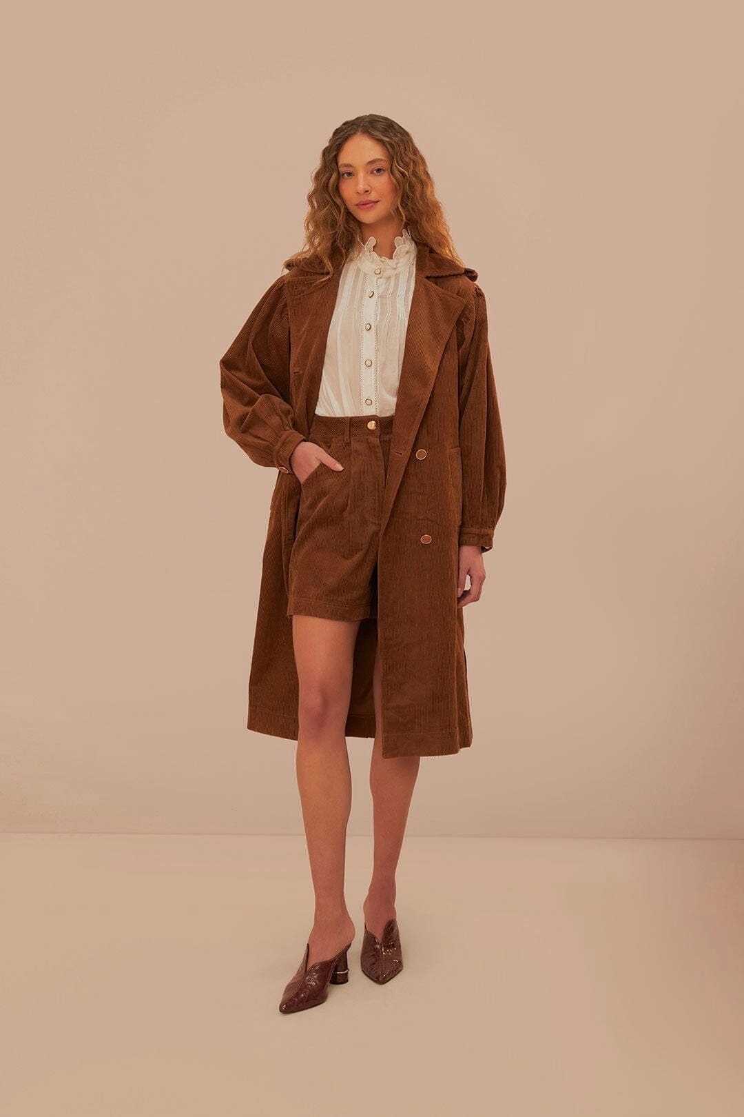 Caramel Corduroy Shorts Casual Design dress shorts
