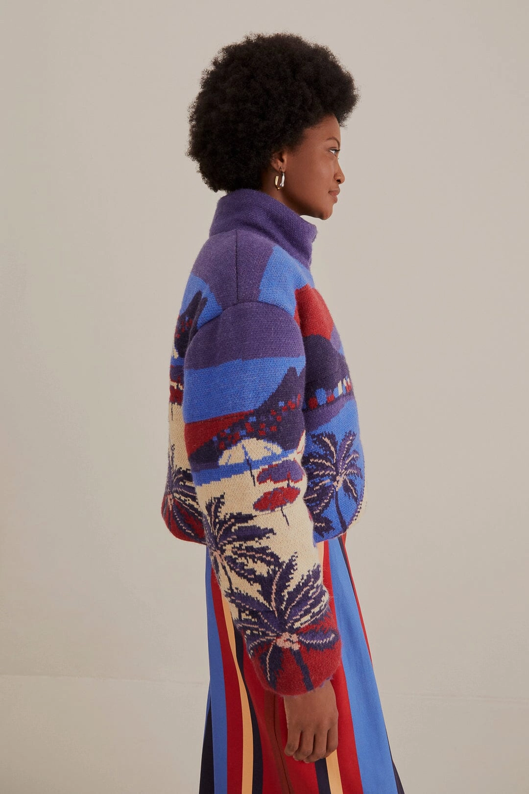 Weatherproof Zipper Closure Oversized Fit Carioca Tricot Puffer Jacket