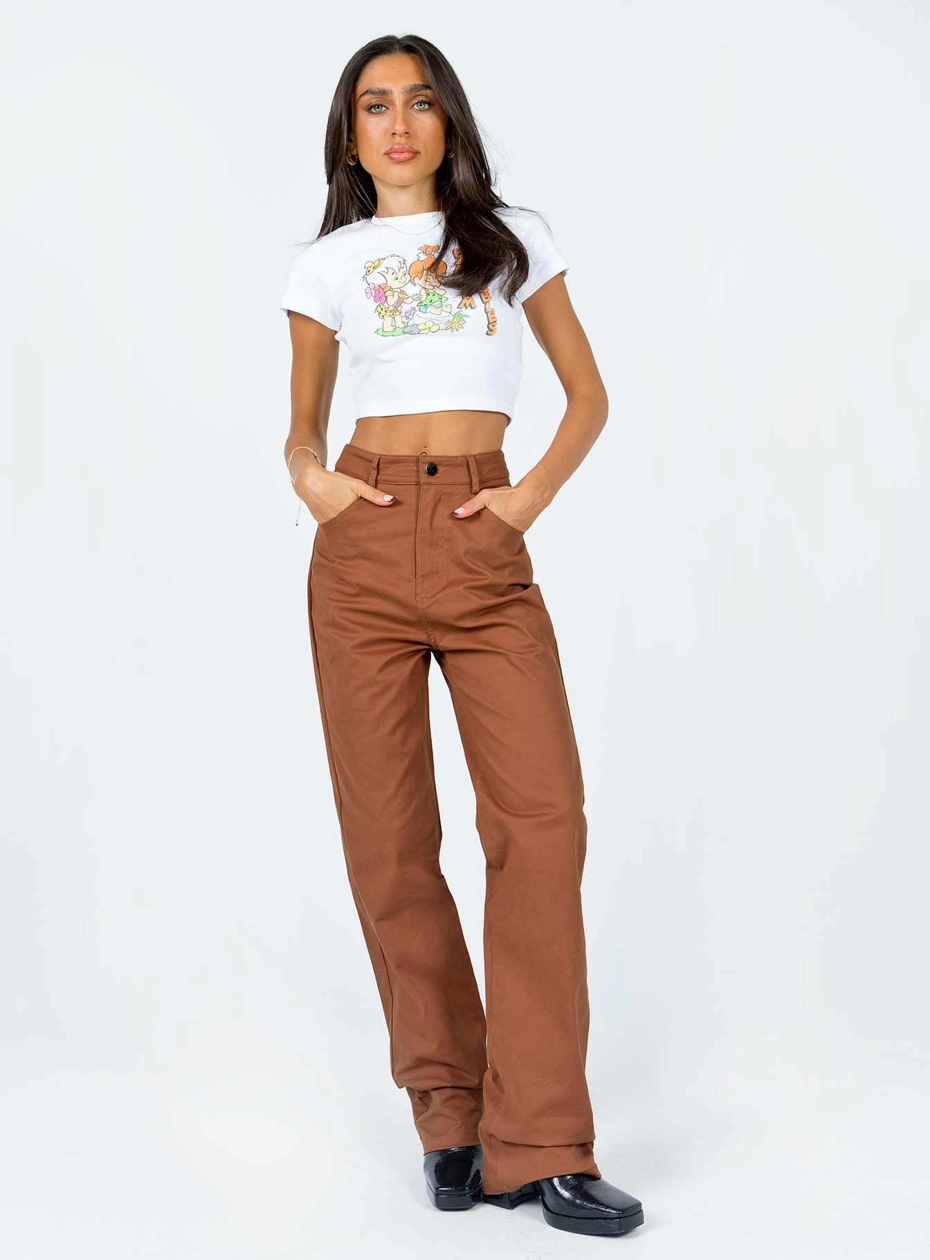 Carissa Wide Leg Denim Jeans Brown Relaxed Wearable