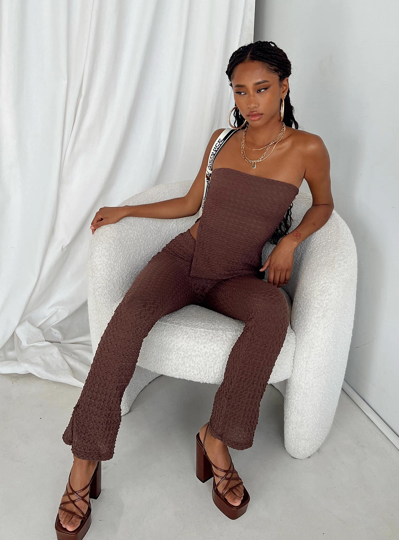Carlie Set Brown Quick-Dry Material