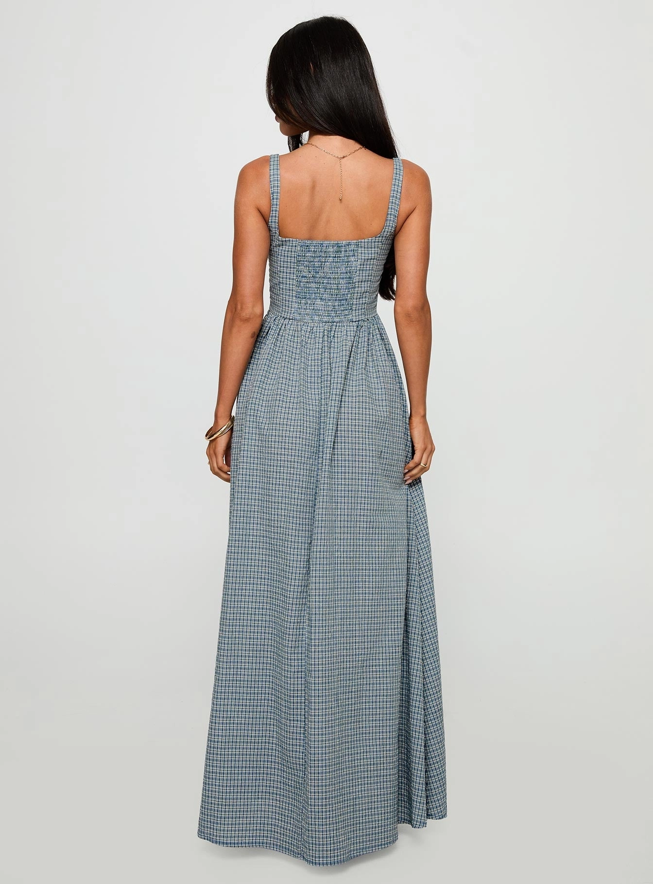 Euro Touch Cartmel Check Maxi Dress Navy