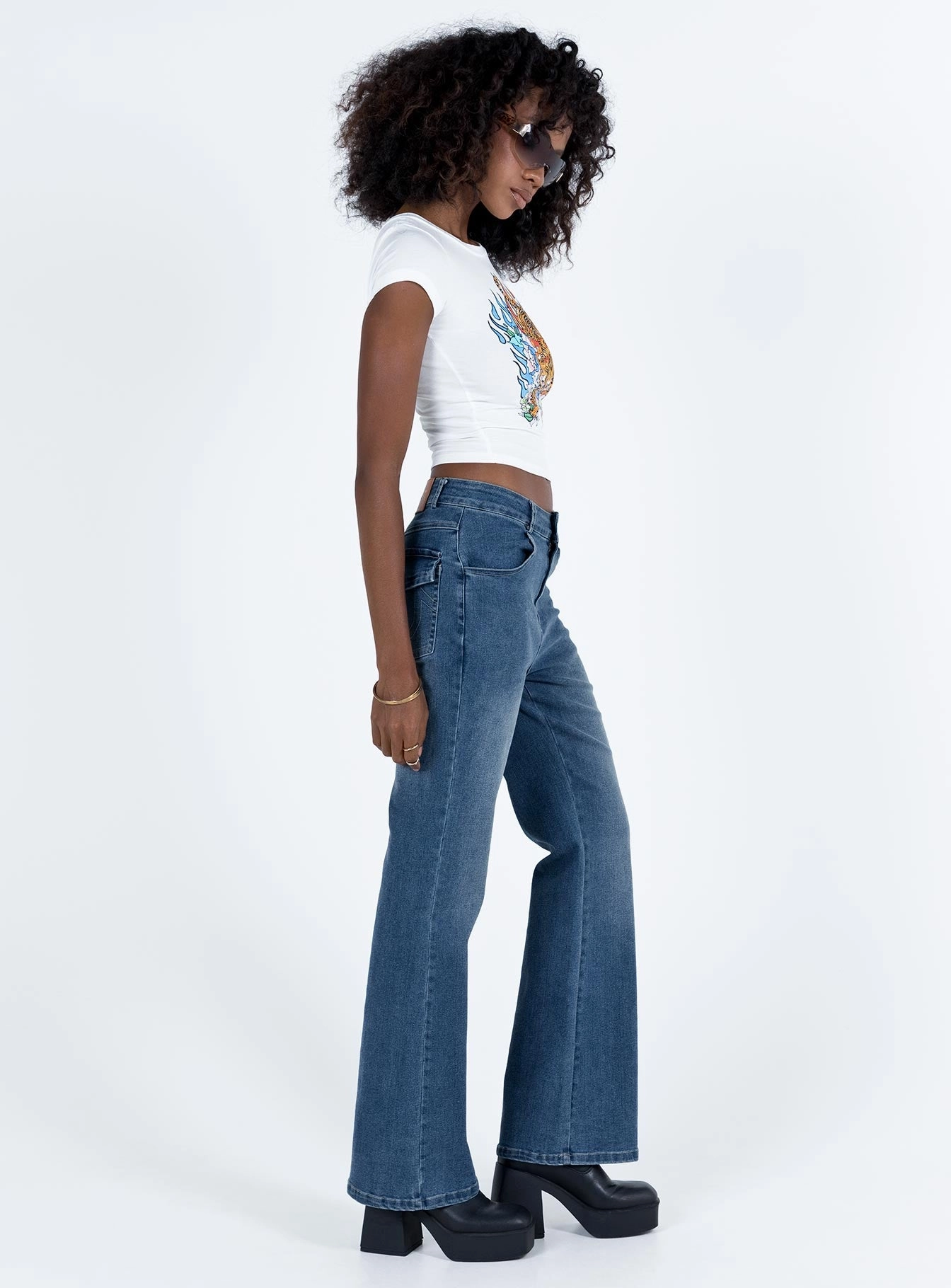 Carvalho Flare Jeans Mid Wash Denim Affordable Autumn Days Breathable