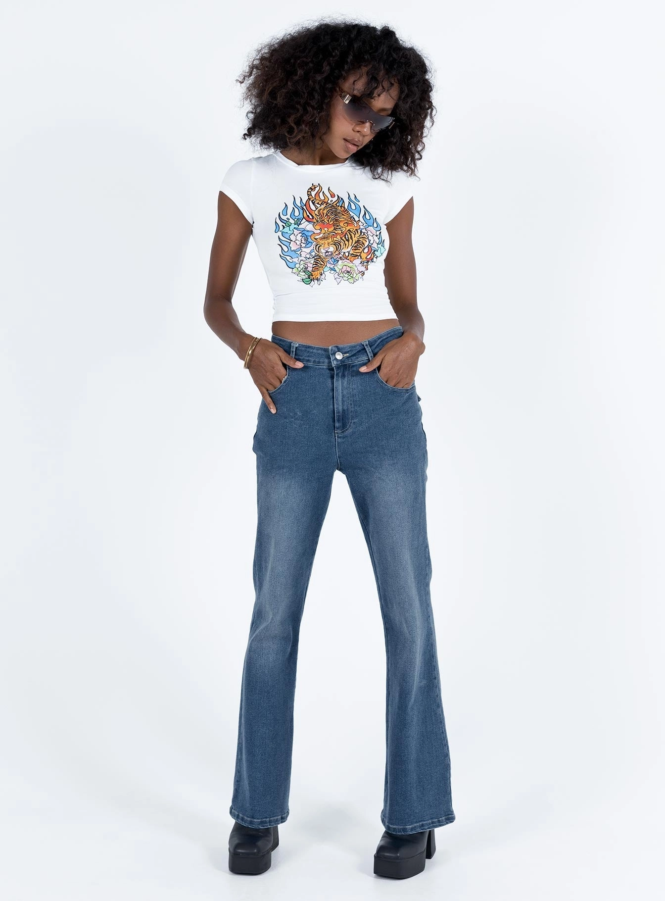 Carvalho Flare Jeans Mid Wash Denim Premium Professional Wear Unisex Wear