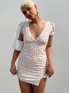 Kacey Mini Dress White Floral Chilly Day Layers Happy Soul