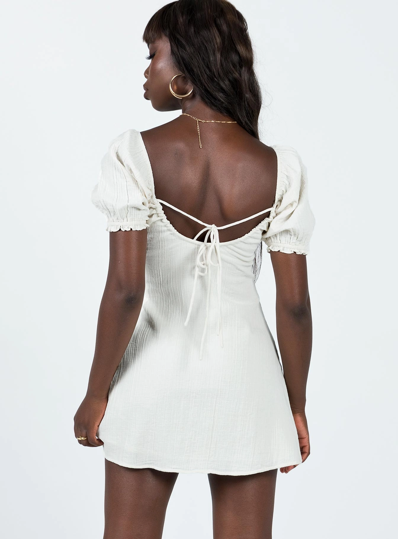 Langham Mini Dress Ivory ReinforcedHem Edge Shape