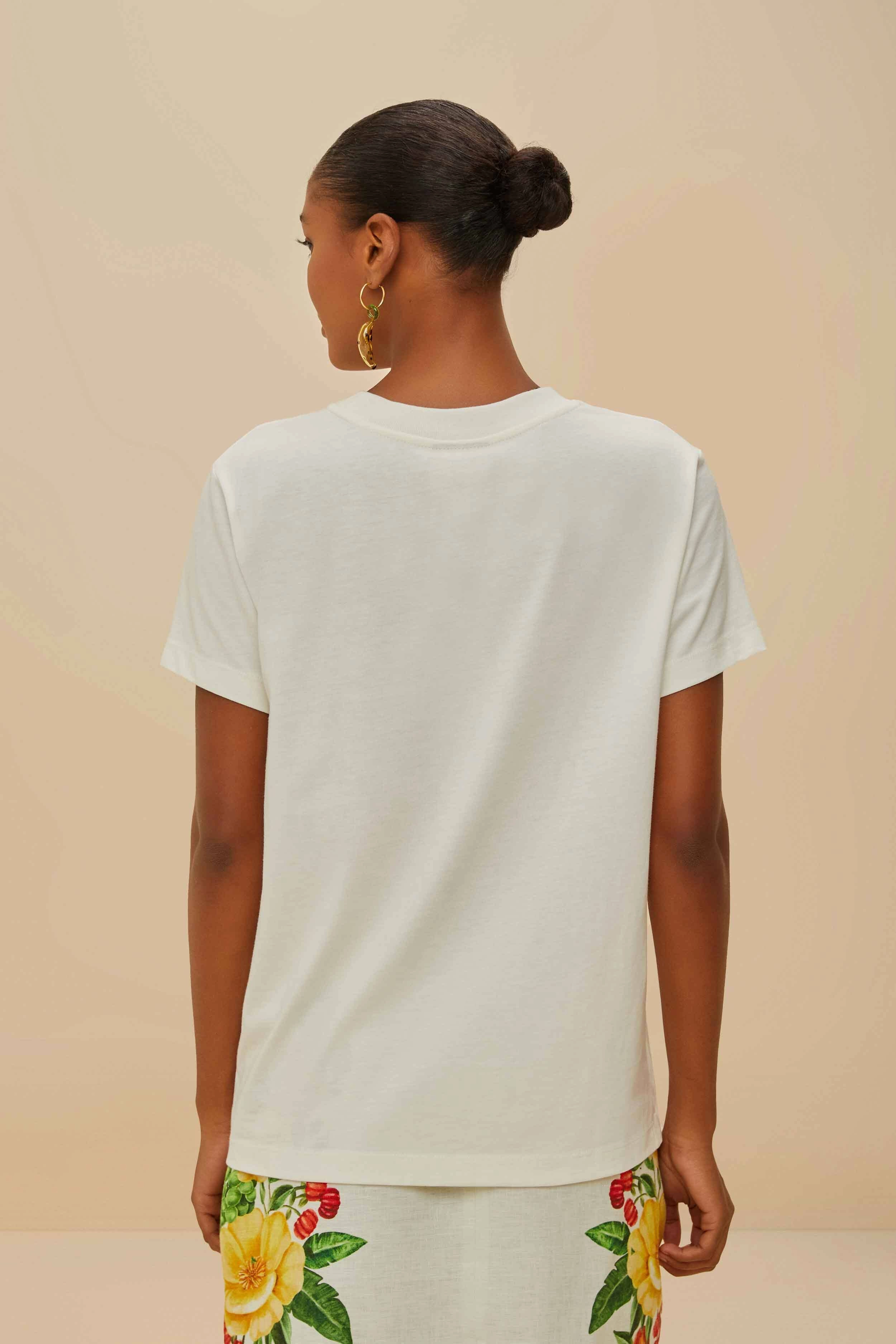 Off-White Coraz??n Tropical Organic Cotton T-Shirt Trendy Piece