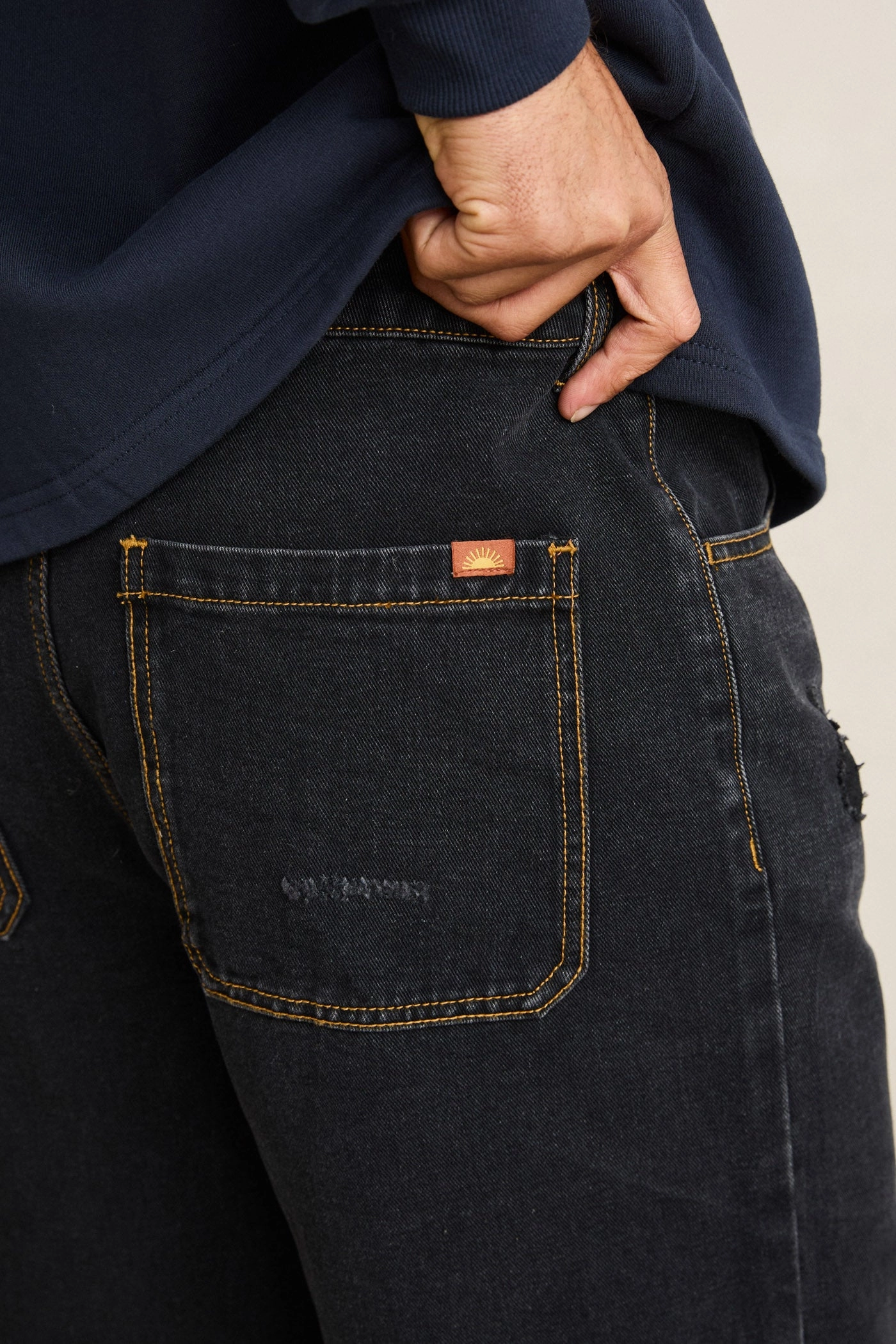 fishing attire Casual Layers Subtle Distress Short Worn Black