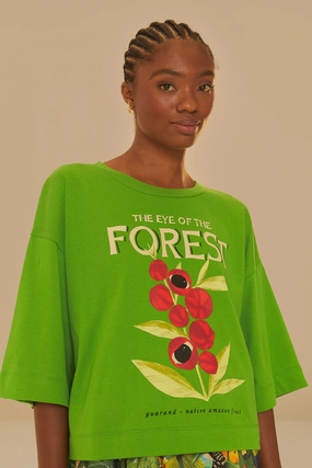 Green The Eye Of The Forest Organic Cotton T-Shirt NeutralTonesCollection