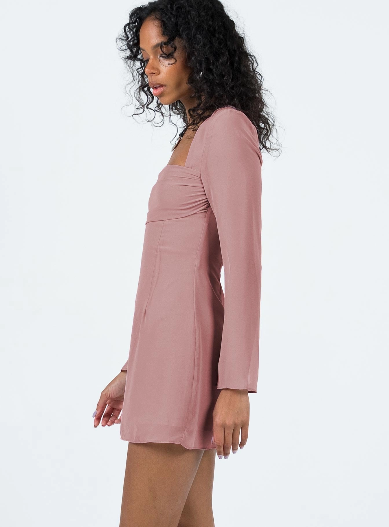 Layering Fit Cavanagh Long Sleeve Mini Dress Dusty Pink