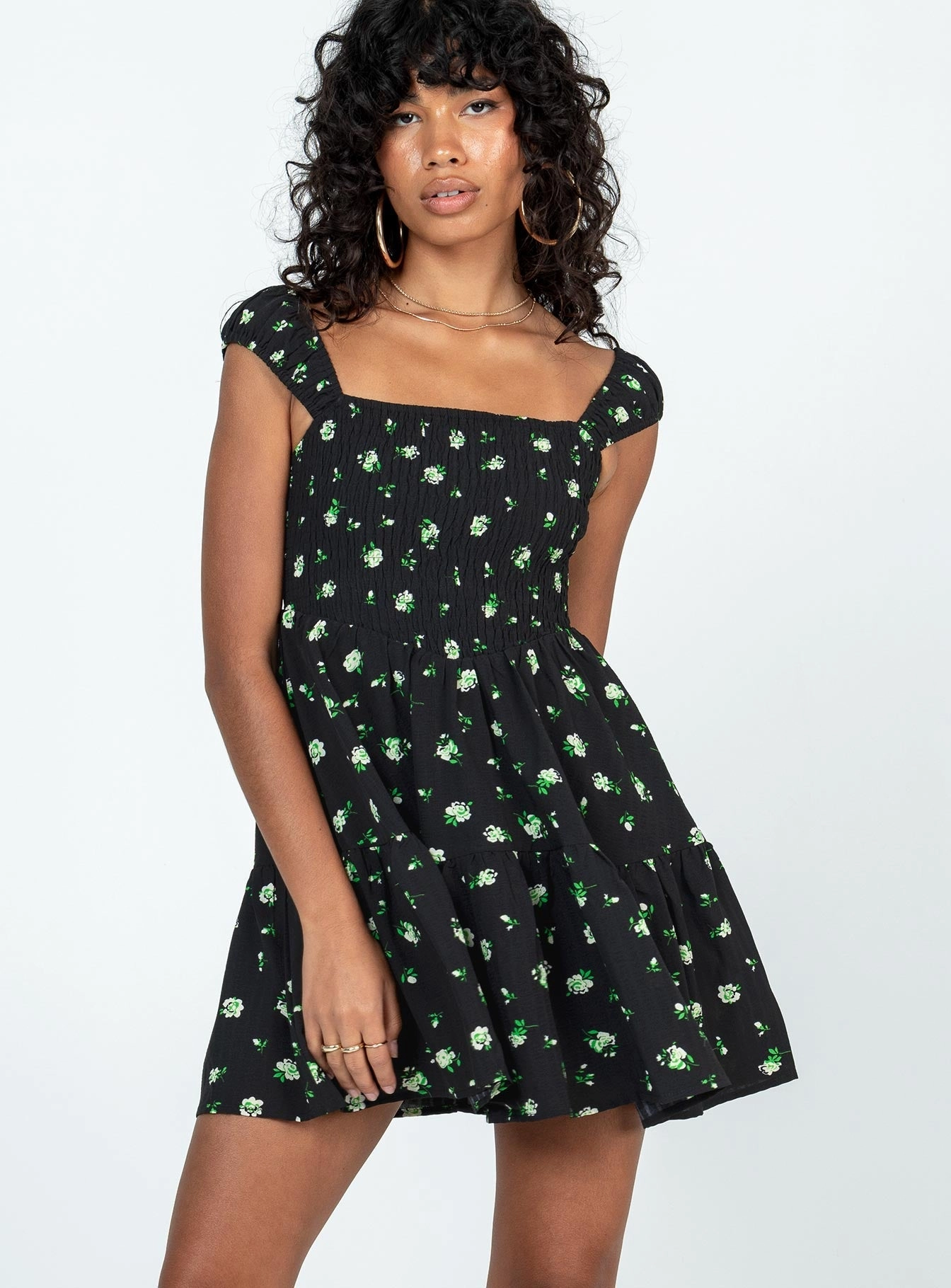 Cedarwood Mini Dress Black / Floral Shore Time