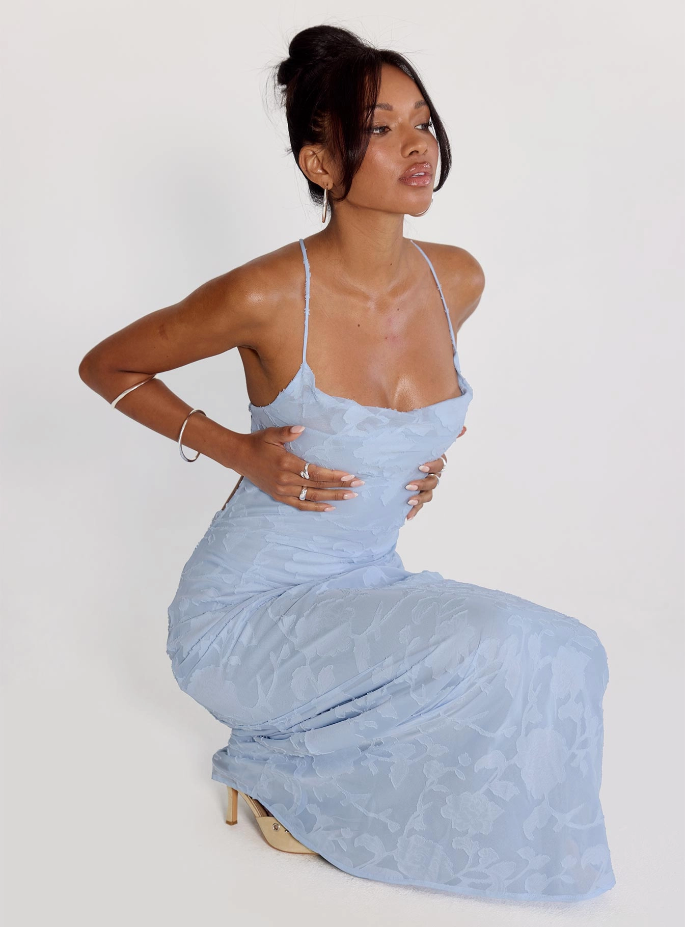 Cocktail Ready Celena Maxi Dress Blue Burnout