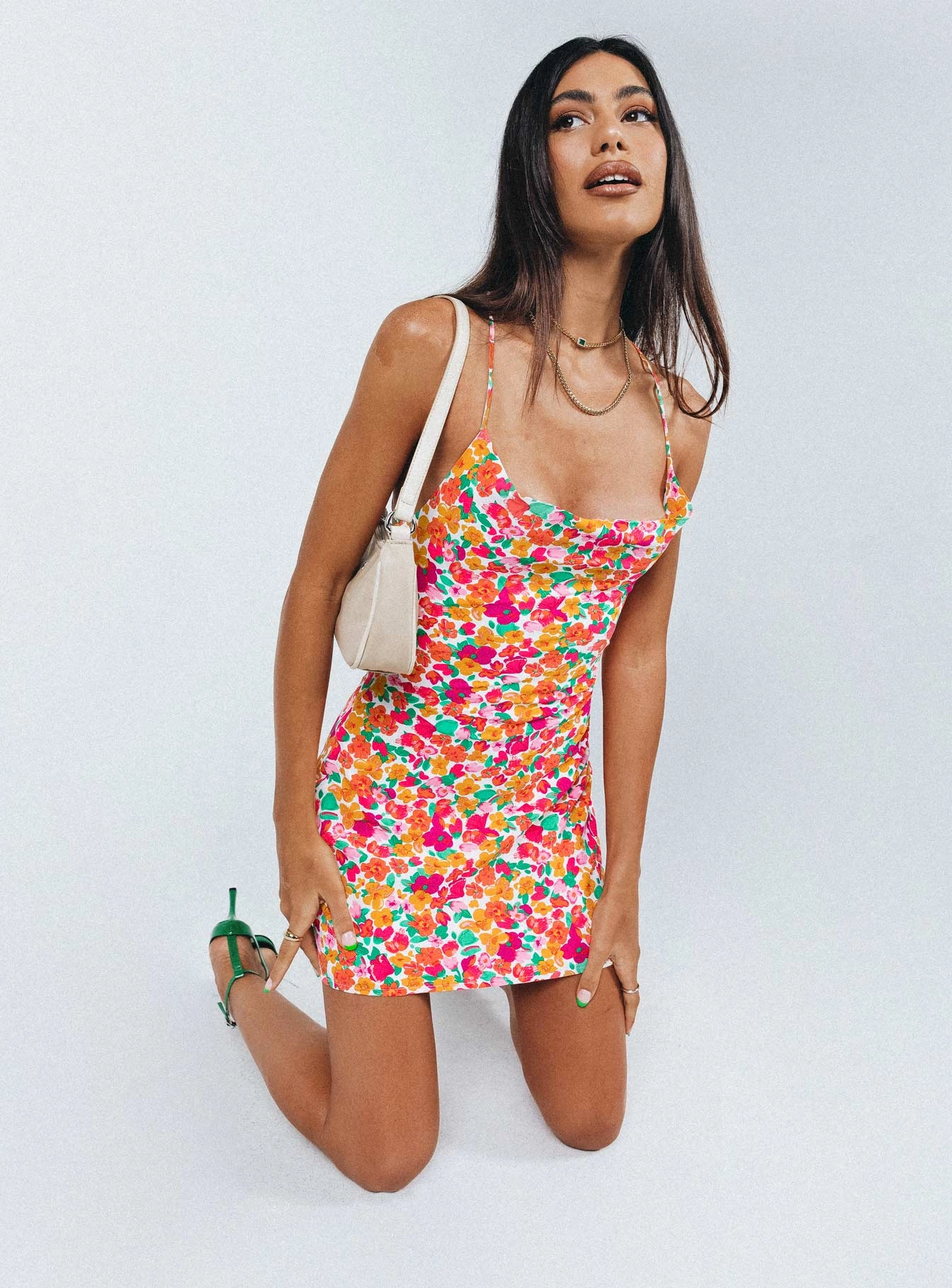 Celena Mini Dress Rainbow Floral Easy Pick