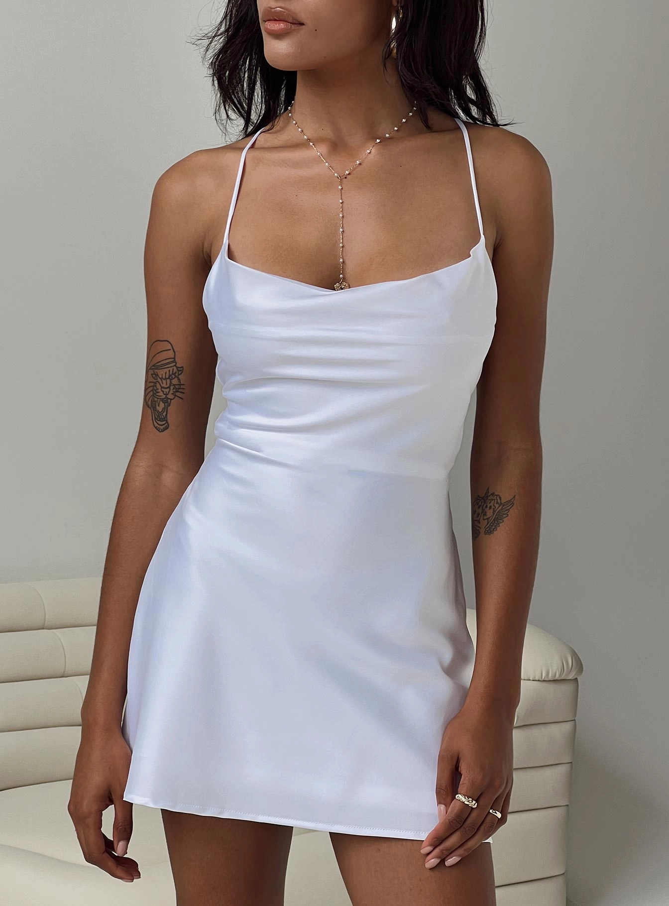Silky Movement Active Outfit Celena Mini Dress White