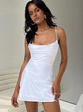 Polished Edge Tulle Air Celena Mini Dress White