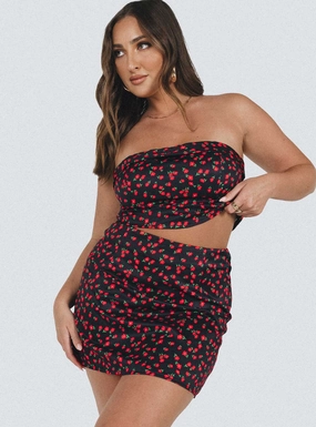 Twist Front Design Chadwick Mini Skirt Black Floral