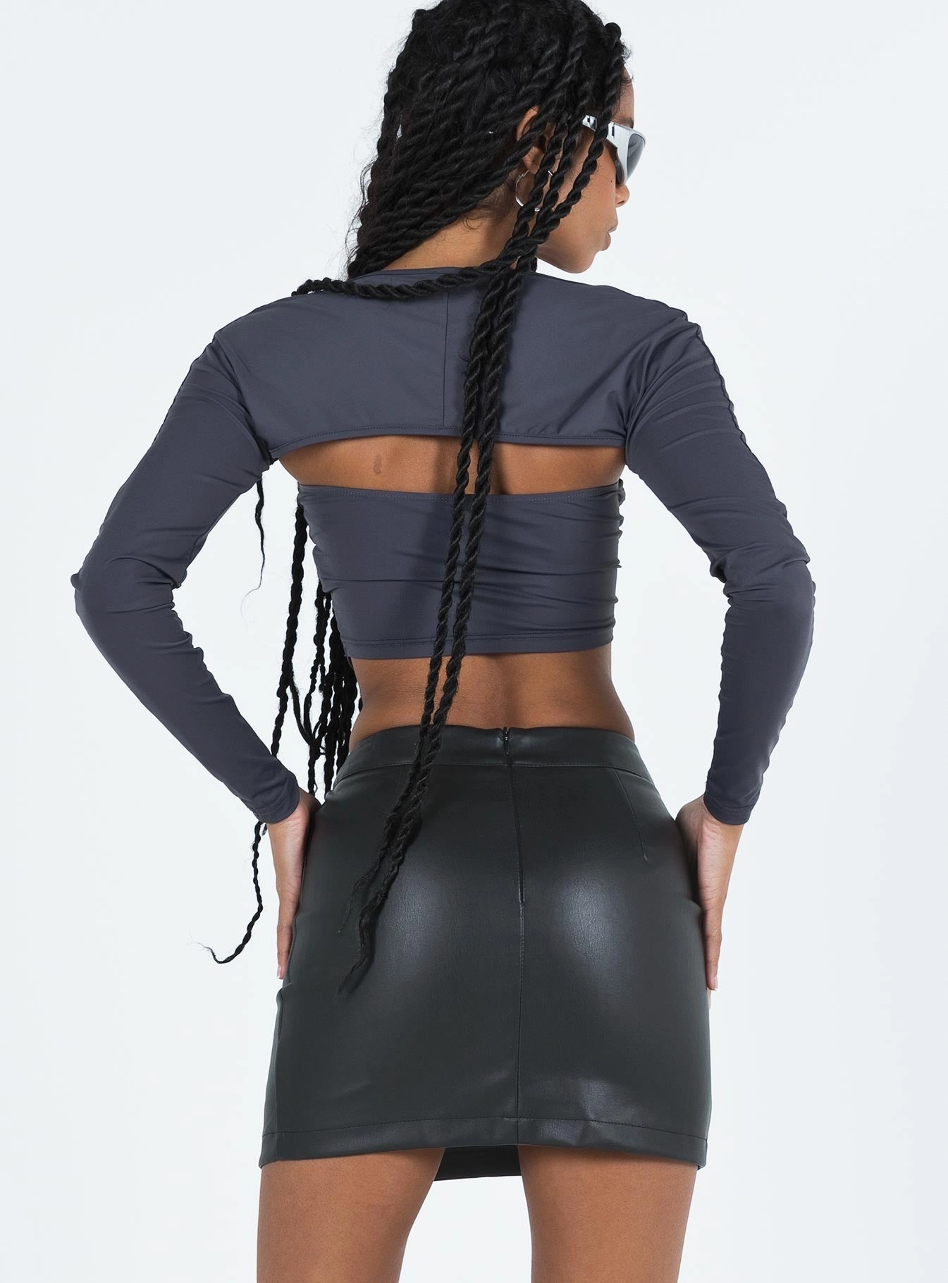 Lolita Faux Leather Mini Skirt Black Street Style