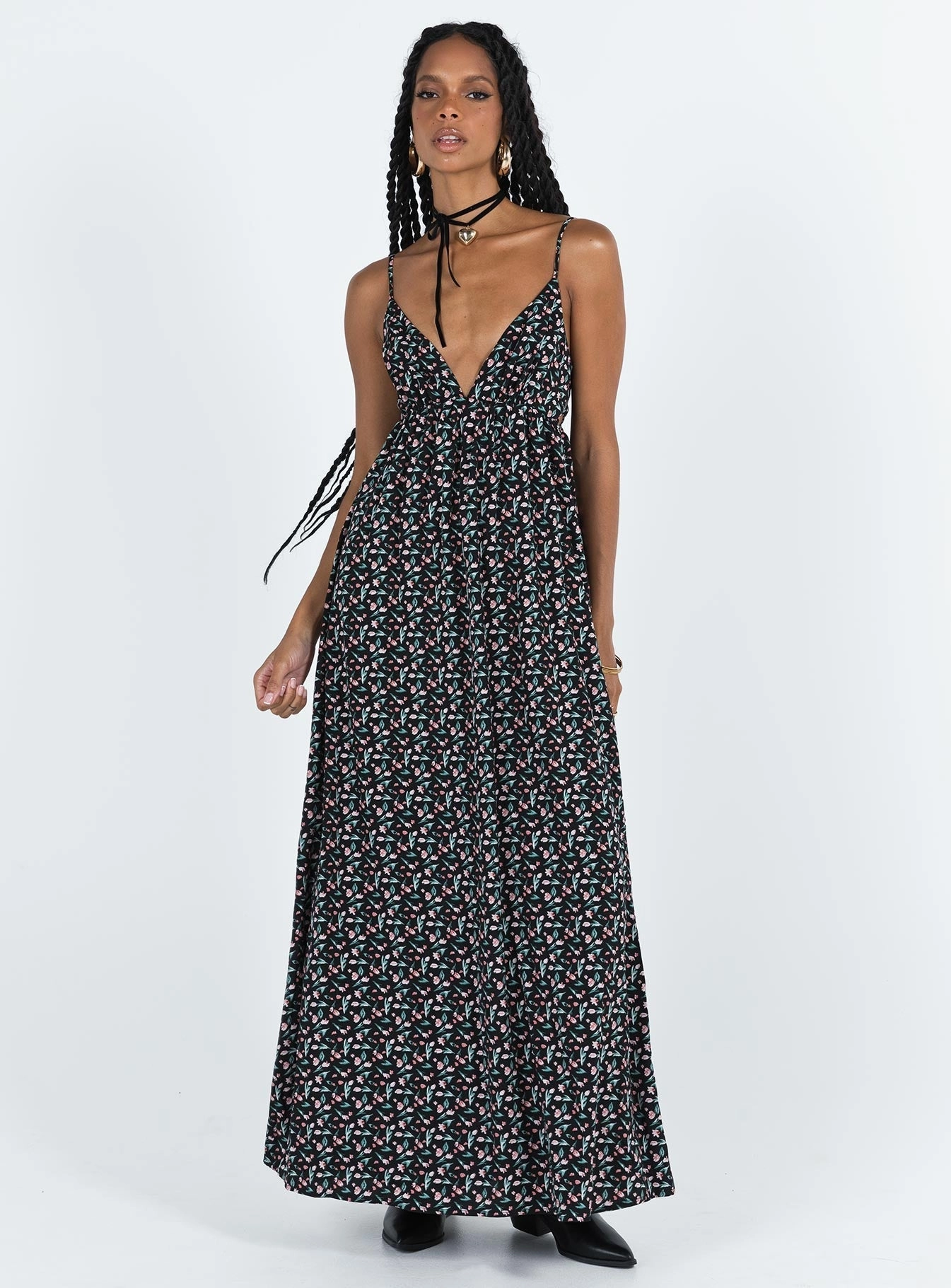 Koko Maxi Dress Black Floral Tall Fit