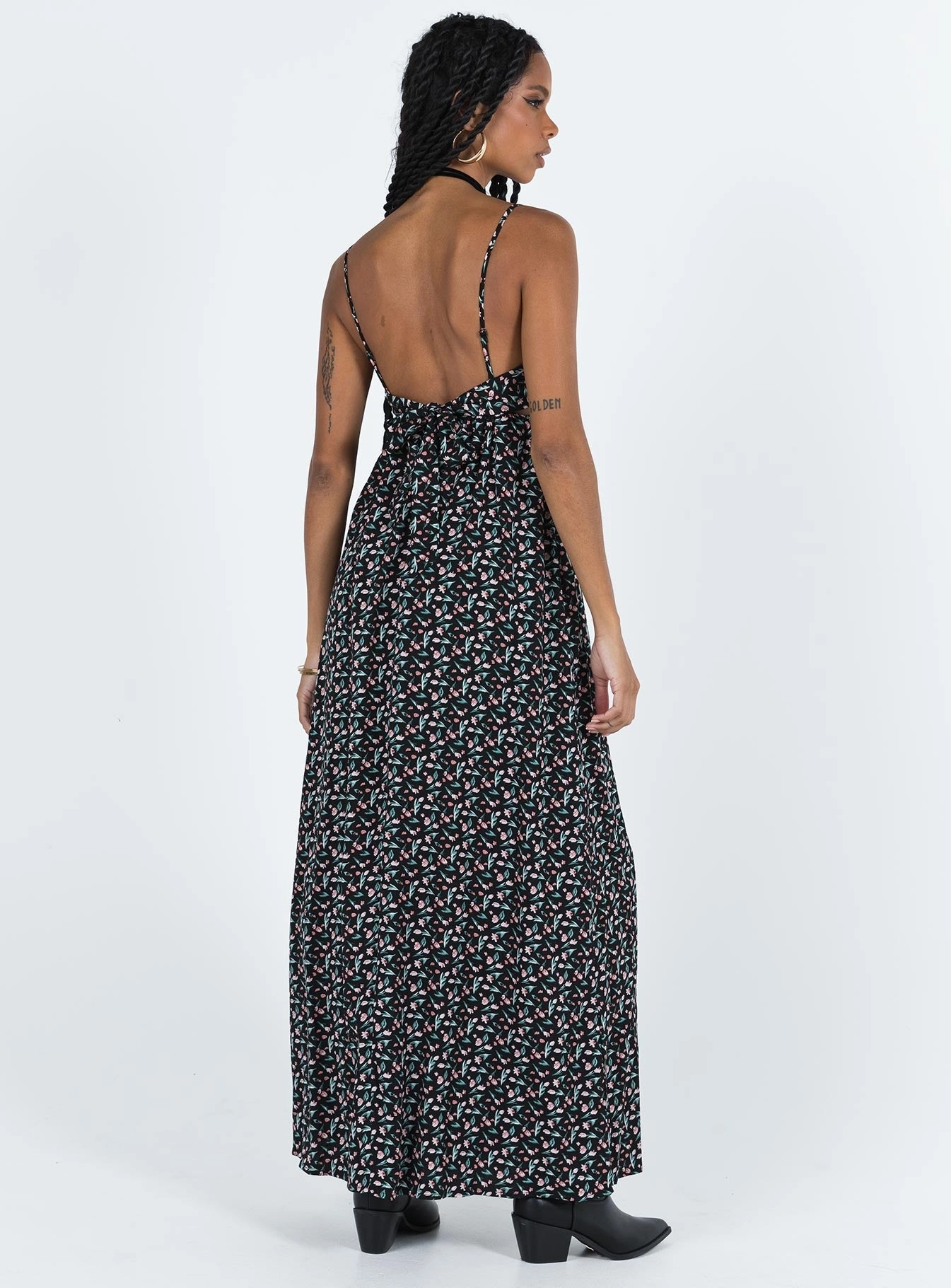 Koko Maxi Dress Black Floral Sunset Hour