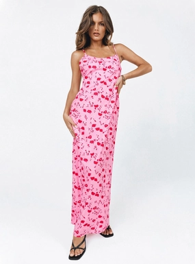 Young Edge everyday elegance Cherry Dream Maxi Dress Pink