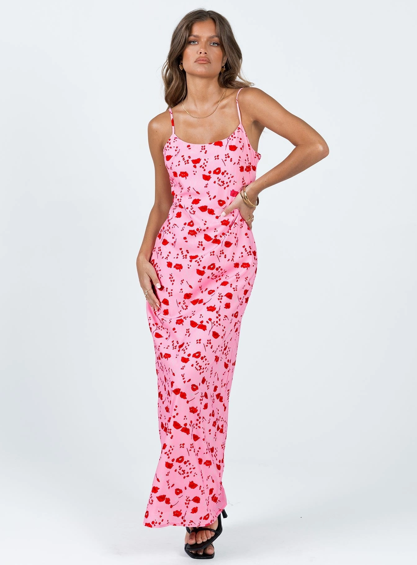Trendy wrap gown Cherry Dream Maxi Dress Pink