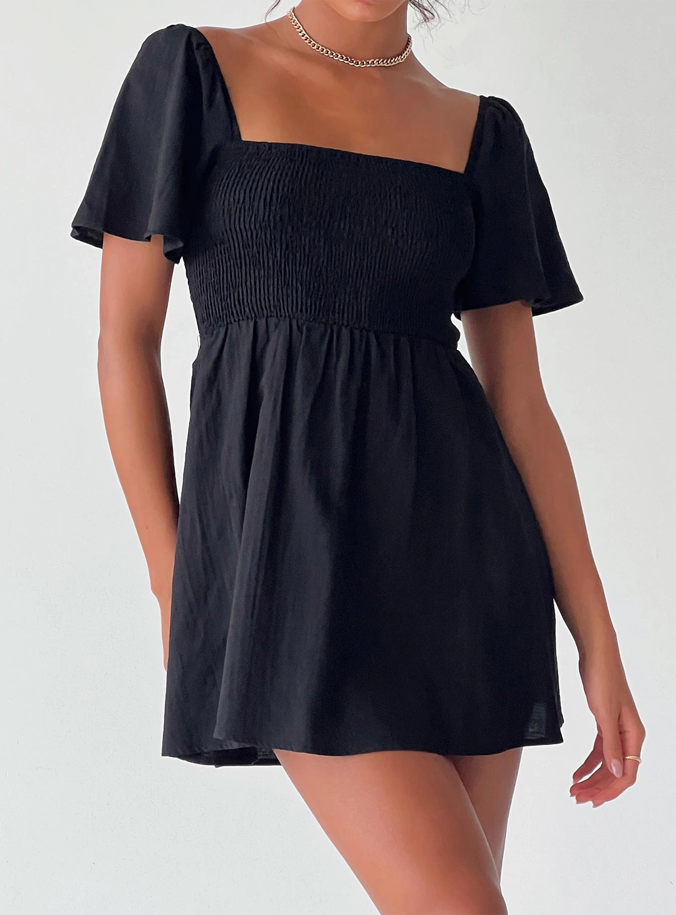Unique Print Summer Nights Mini Dress Black Petite