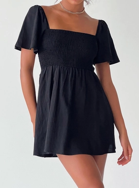 Unique Print Summer Nights Mini Dress Black Petite