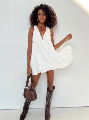 Lakeisha Mini Dress White Calm Lines Trendy Appearance