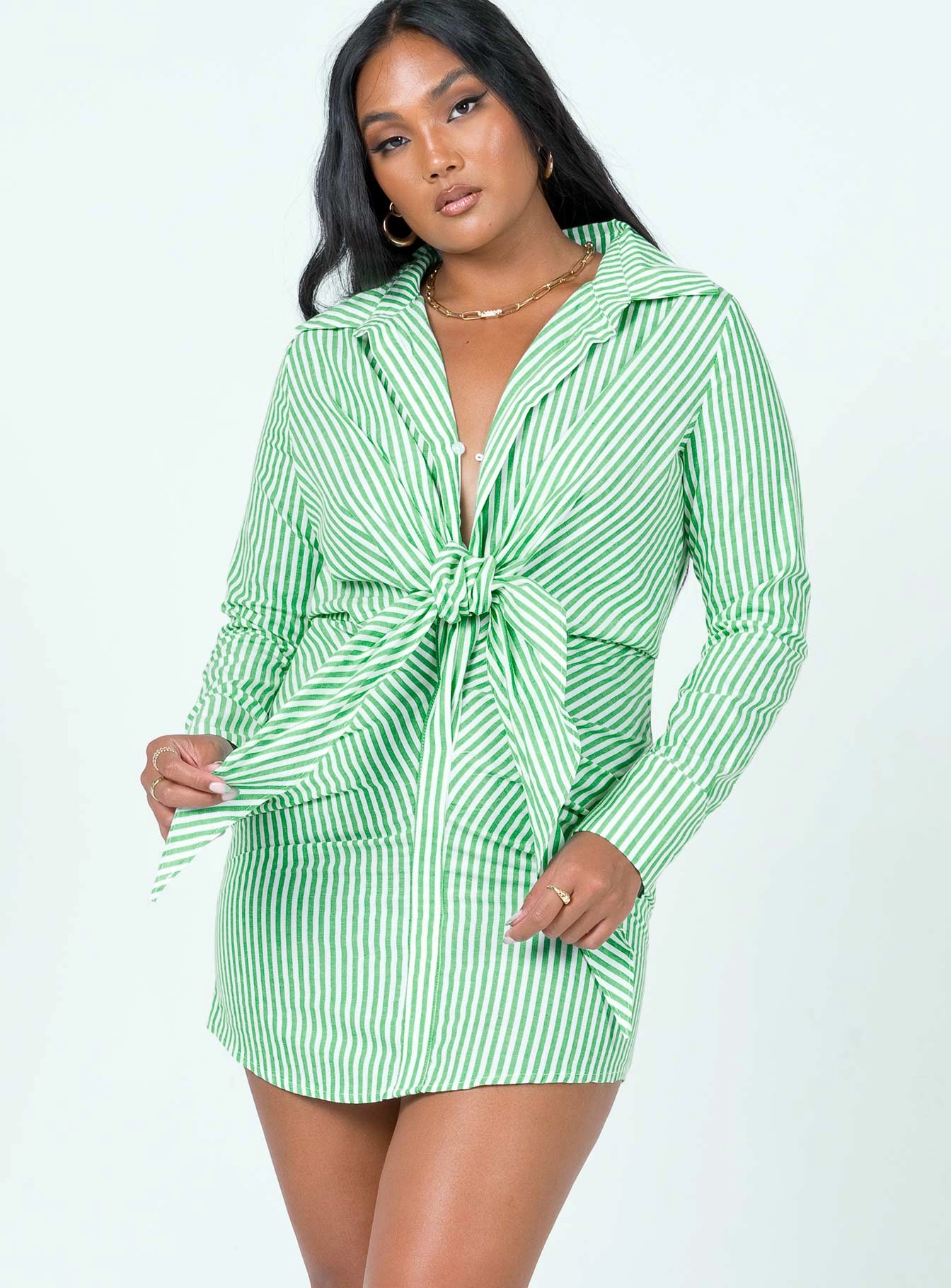 Kali Shirt Mini Dress Green summer breeze