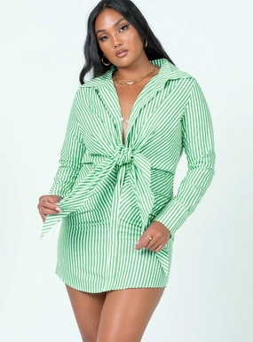 Kali Shirt Mini Dress Green summer breeze