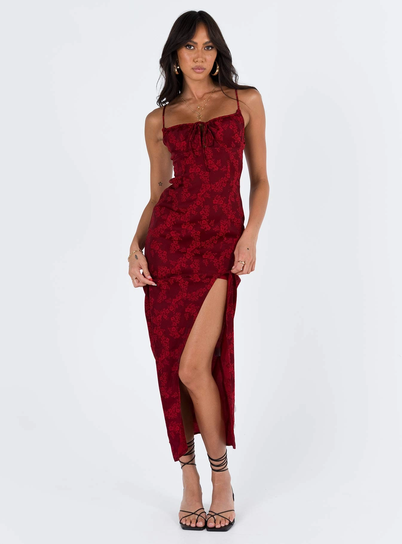 Noda Maxi Dress Burgundy Winter Classic