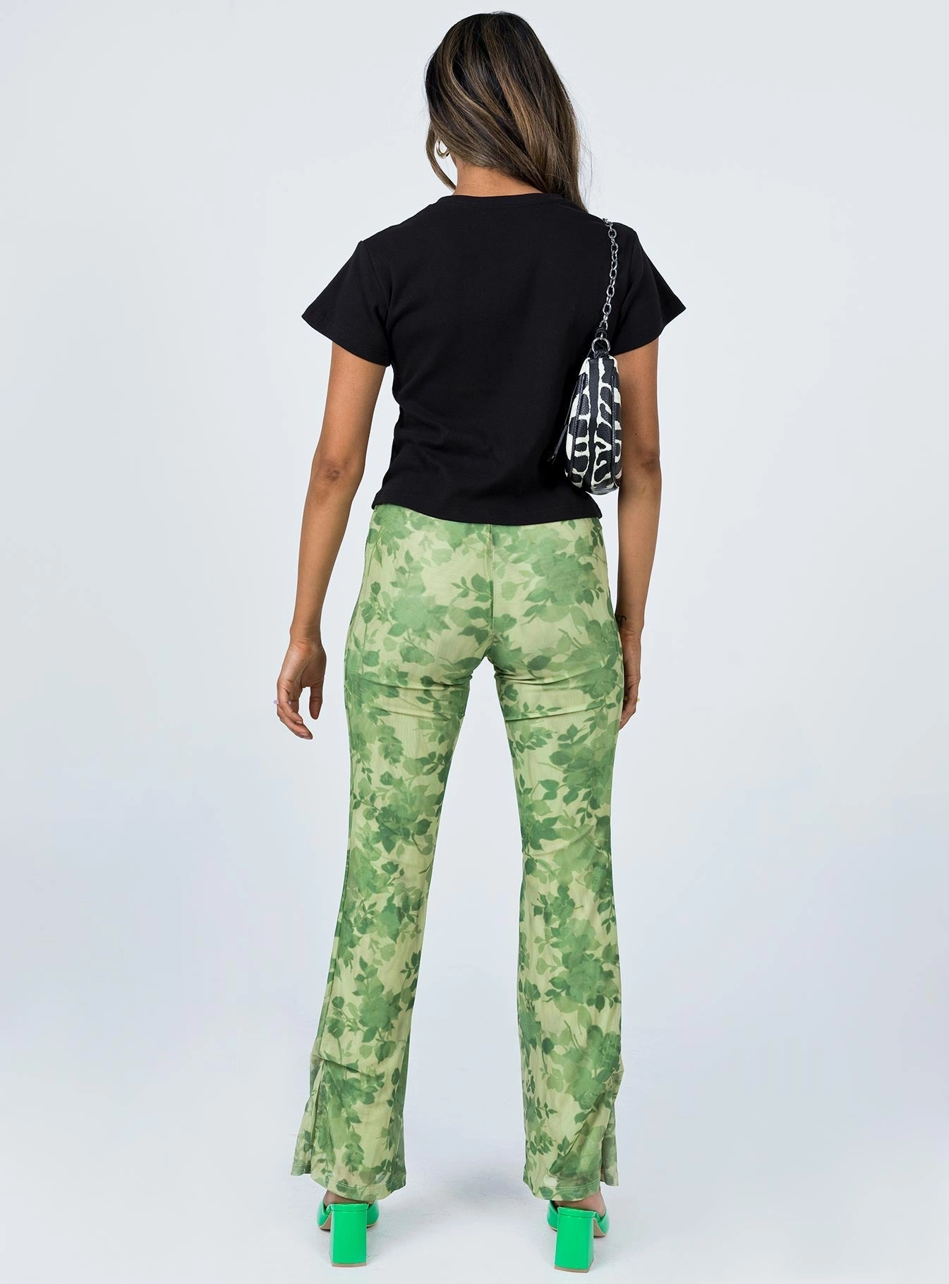 OrganicCottonBlend Pocket Reinforcement Motel Heny Trouser Blurred Floral Green